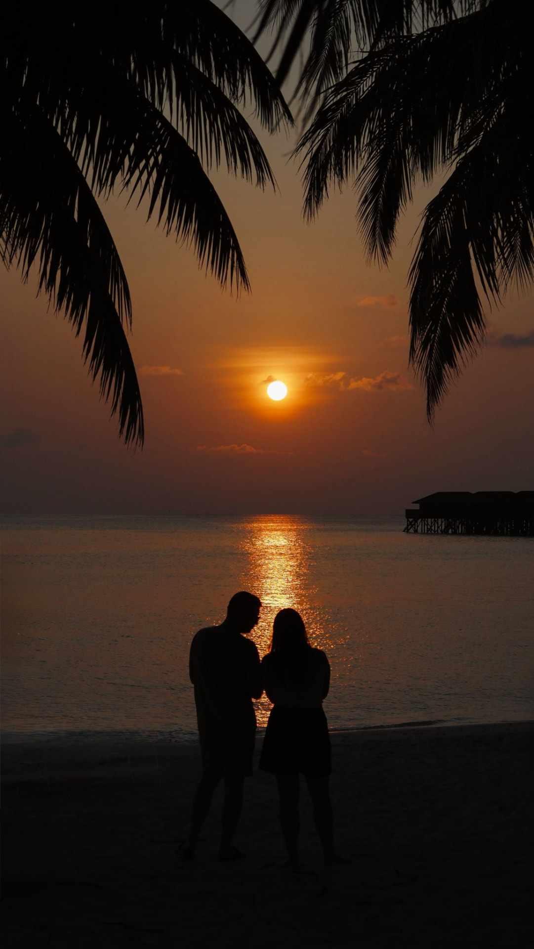 Sunset over the water at Medhufushi