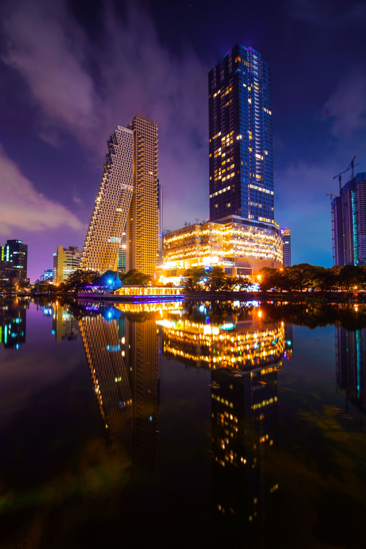 Sri Lankan city skyline at night